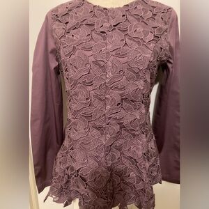 Fitted Purple Lace Long Sleeve Top from Nara Camice made in Italy 🇮🇹